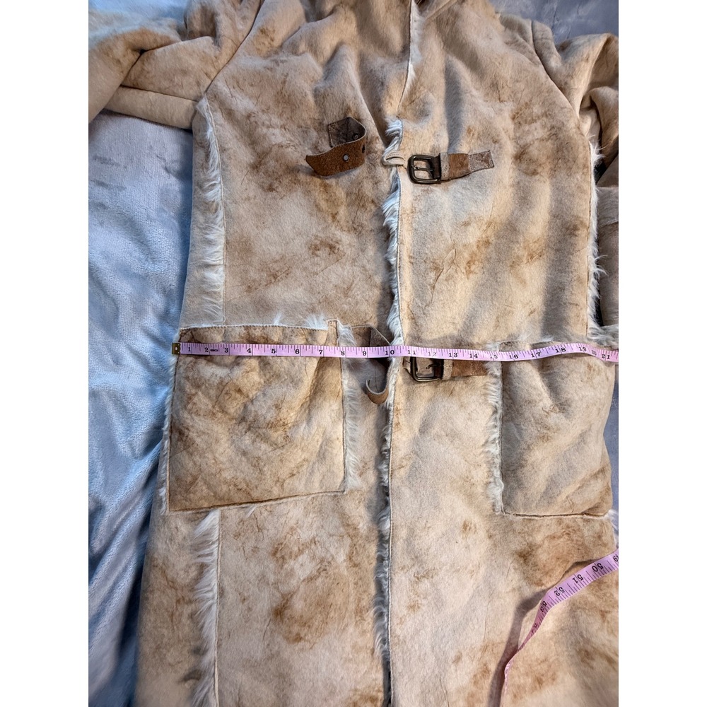 Armani Jeans Faux Sherling Long Coat Tan Cream Made in Italy Size 40 (6) - Picture 15 of 16